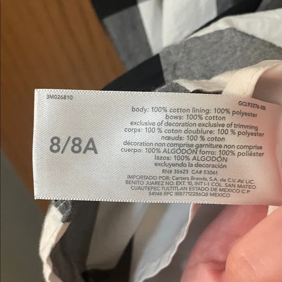 Carter's UGC Girls Size 8 Black and White Buffalo Check Christmas holiday  Dress - Picture 11 of 11